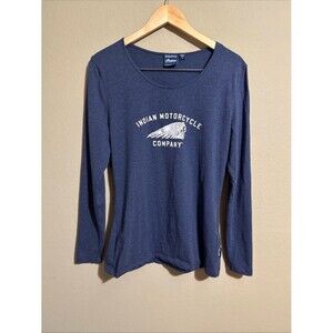 Indian Motorcycle Blue Long Sleeve Shirt Womens Size Large